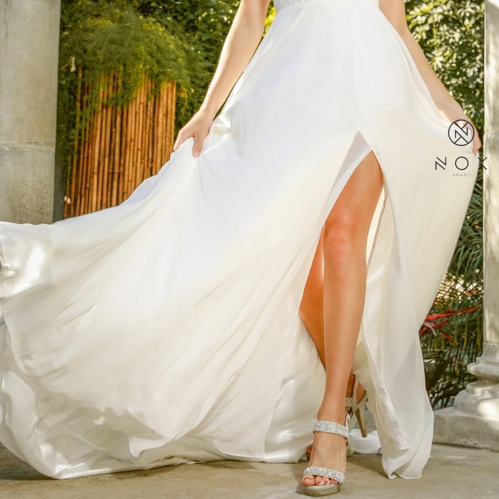 Illusion V-Neck A-Line Shape Wedding Dress NXR471 - Picture 6 of 7